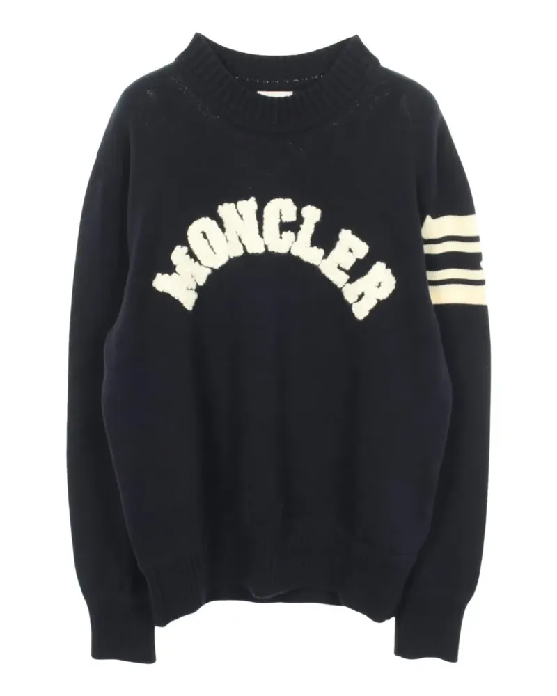 Moncler 2010s Strickpullover mit Logo - Blau Blau