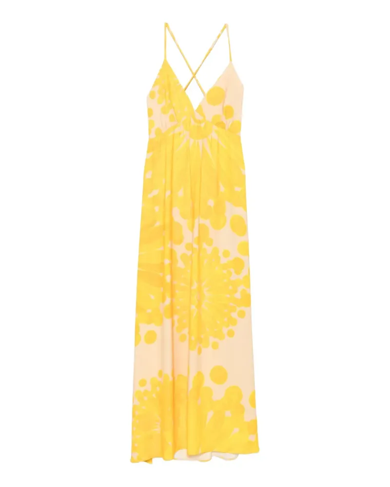 THEMIS Z Helia floral-print cross-back maxi dress - Gelb Gelb