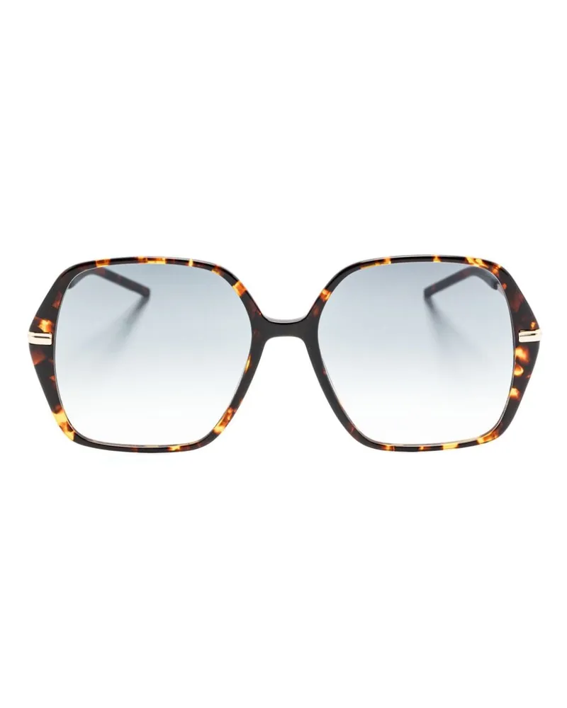 HUGO BOSS Eckige Sonnenbrille in Schildpattoptik Braun