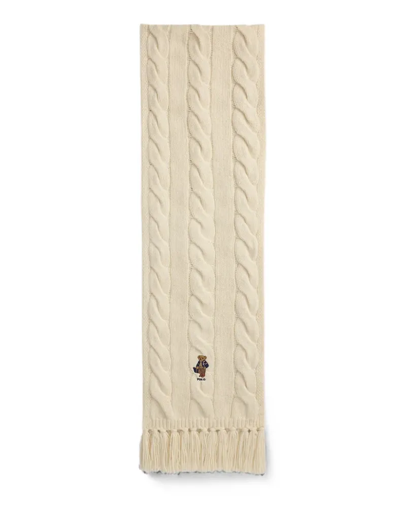 Ralph Lauren Gestrickter Schal mit Polo Bear - Weiß Weiß