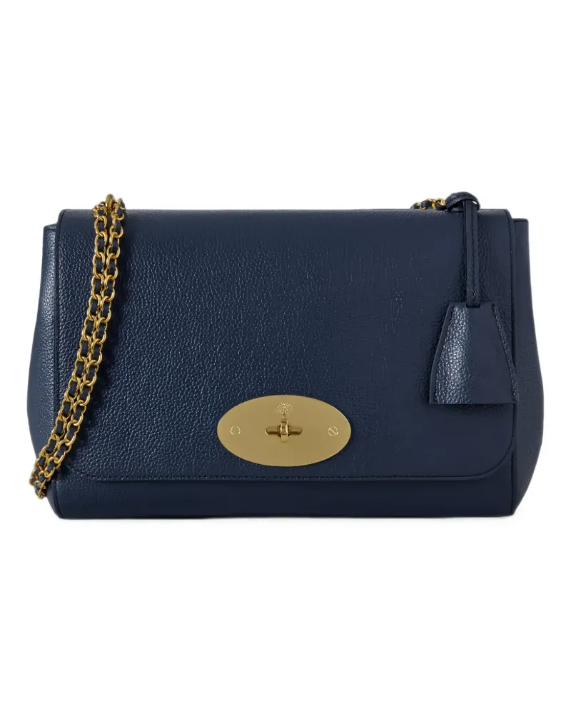 Mulberry Lily mittelgroße Schultertasche aus gekörntem Leder - Blau Blau