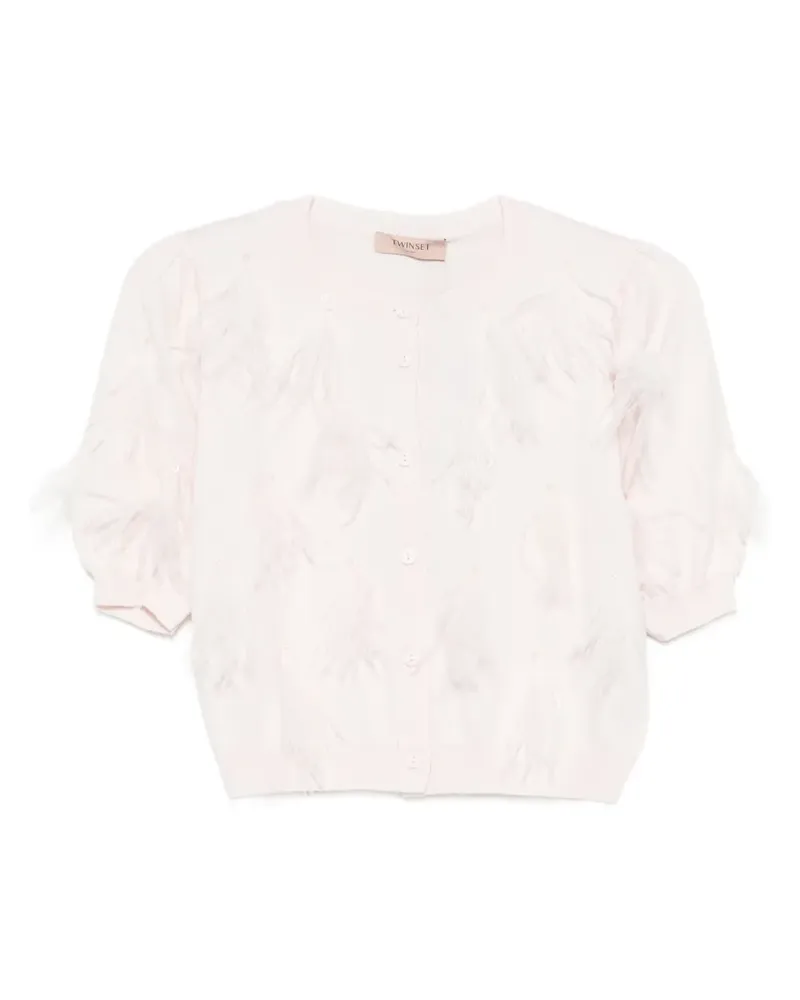 Twin-Set Cardigan mit Federn - Rosa Rosa