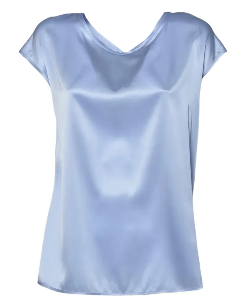 SOLOTRE Rundhals-Top mit Schleifendetail - Blau Blau