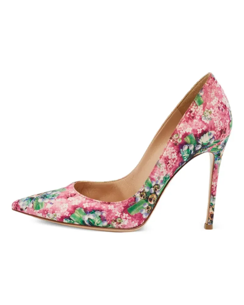 Gianvito Rossi Spitze Pumps mit Blumenprint - Rosa Rosa