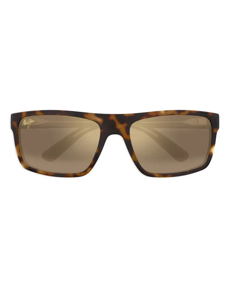 Maui Jim Eckige Sonnenbrille in Schildpattoptik - Braun Braun