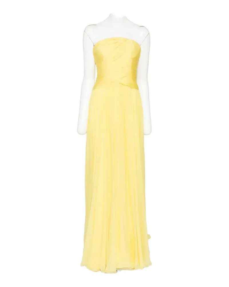 Zuhair Murad Schulterfreies Abendkleid aus Seidenchiffon - Gelb Gelb