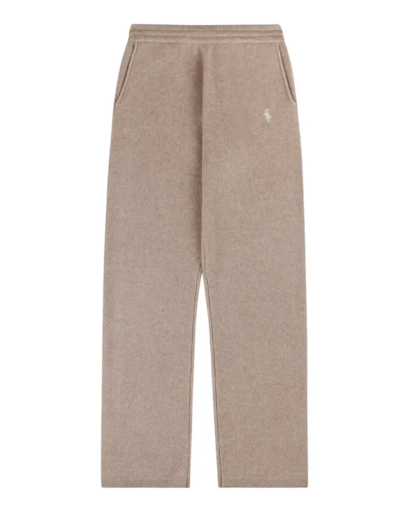 SPORTY & RICH embroidered-logo knitted trousers - Nude Nude