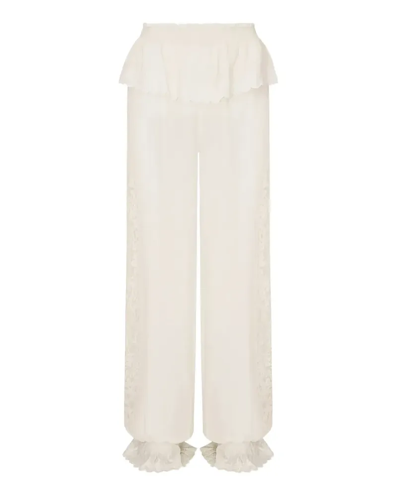 LoveShackFancy lace-detail trousers - Nude Nude