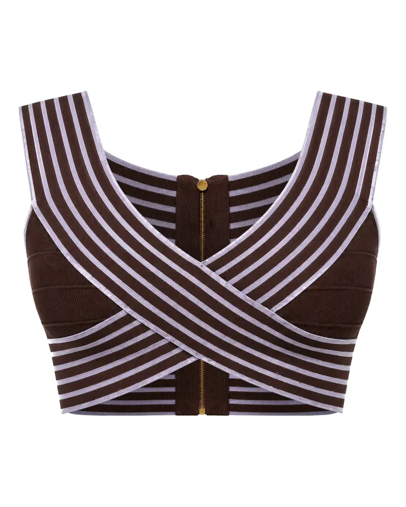 Elisabetta Franchi striped crossover tank top - Braun Braun