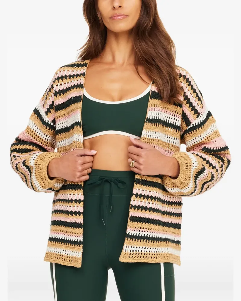 The Upside Gehäkelter Bohemia Mari Cardigan mit Streifen - Nude Nude