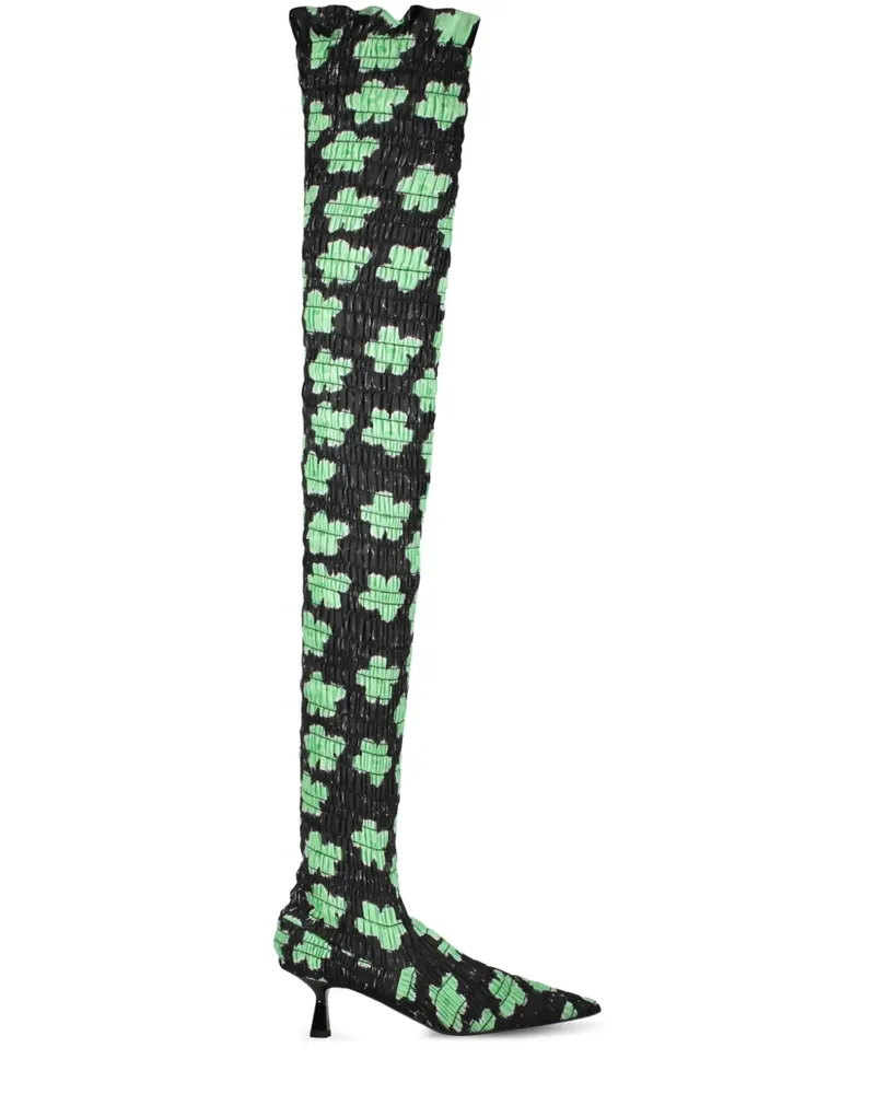 Amy Crookes Stiefel mit Blumen-Print 50mm - Schwarz Schwarz
