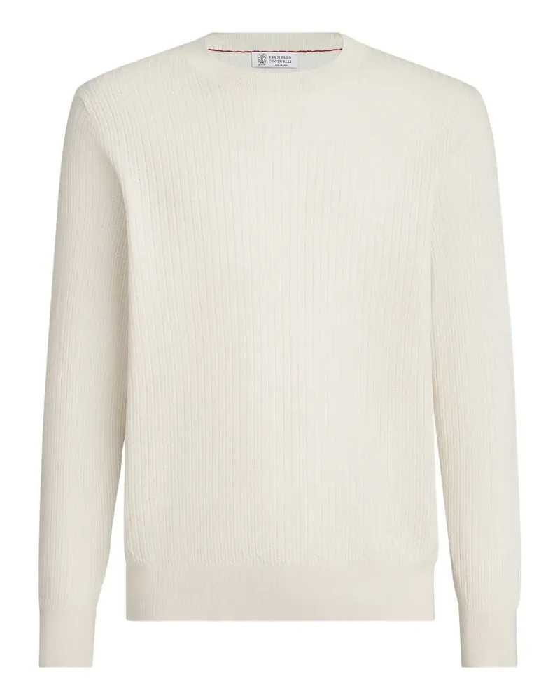 Brunello Cucinelli Leichter Pullover aus strukturiertem Rippstrick - Nude Nude