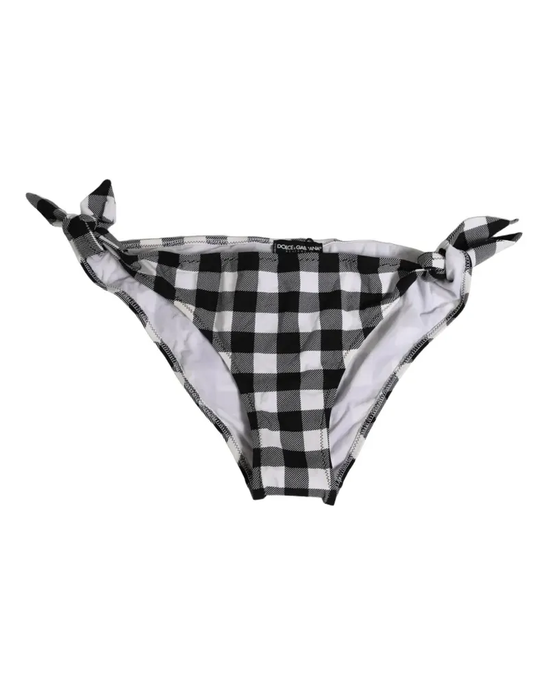 Dolce & Gabbana gingham-check side-tie bikini bottoms - Schwarz Schwarz