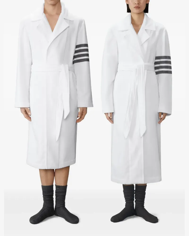 Thom Browne Morgenmantel mit Streifendetail - Weiß Weiß