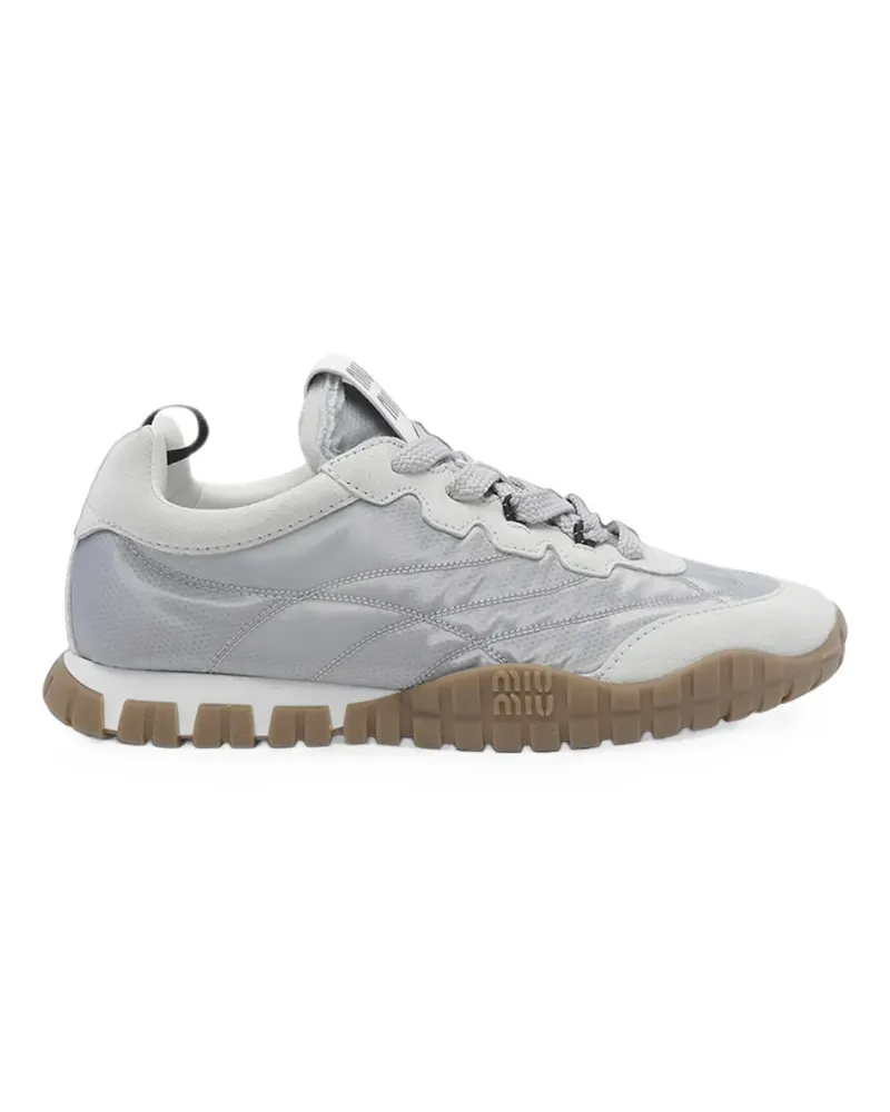 Miu Miu Tyre technical fabric and suede sneakers - Grau Grau