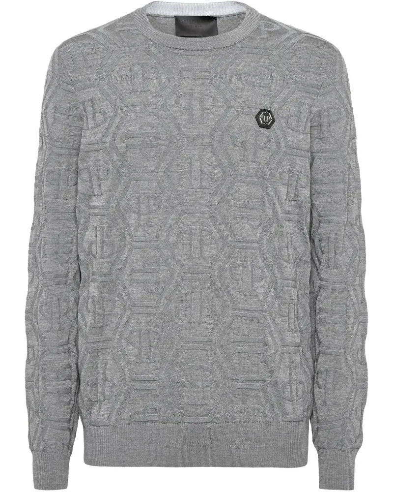 Philipp Plein Pullover mit Logo-Patch - Grau Grau