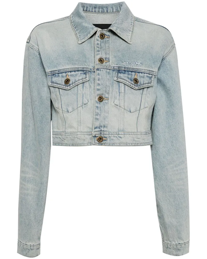 WE 11 DONE Ausgeblichene Jeansjacke Blau