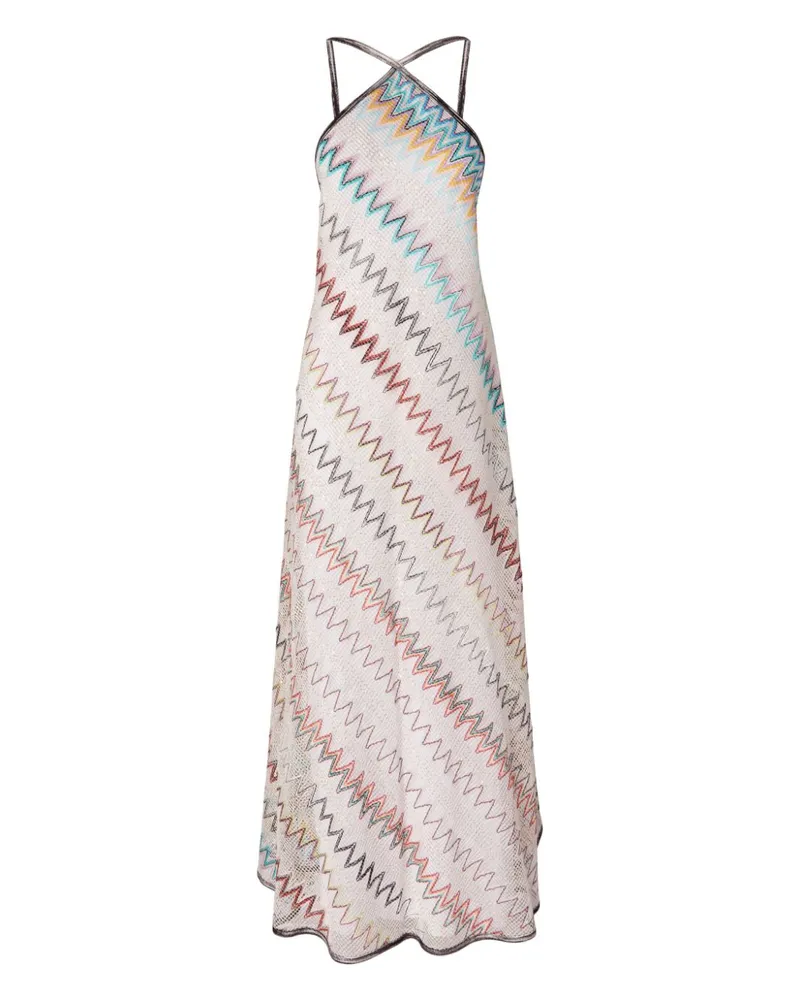 Missoni Maxikleid mit Zickzackmuster - Weiß Weiß