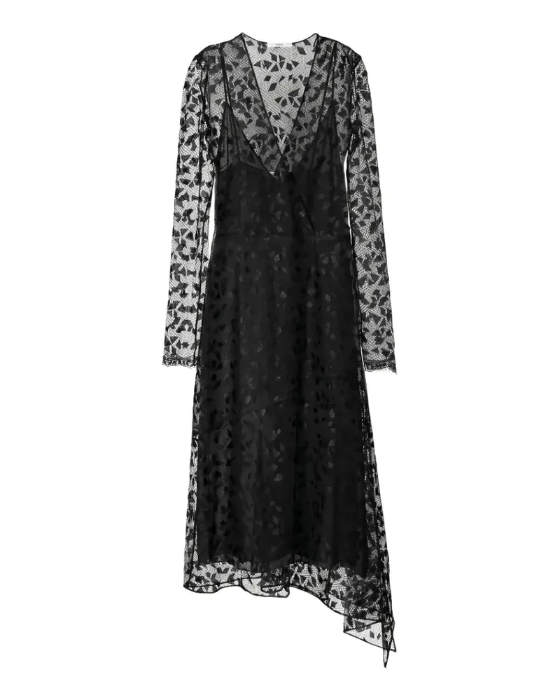 Fendi geometric-lace asymmetric midi dress - Schwarz Schwarz