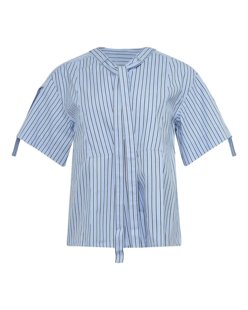 3.1 phillip lim striped tie-neck top - Blau Blau