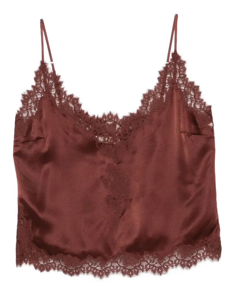 DÔEN lace-trimmed satin top - Braun Braun
