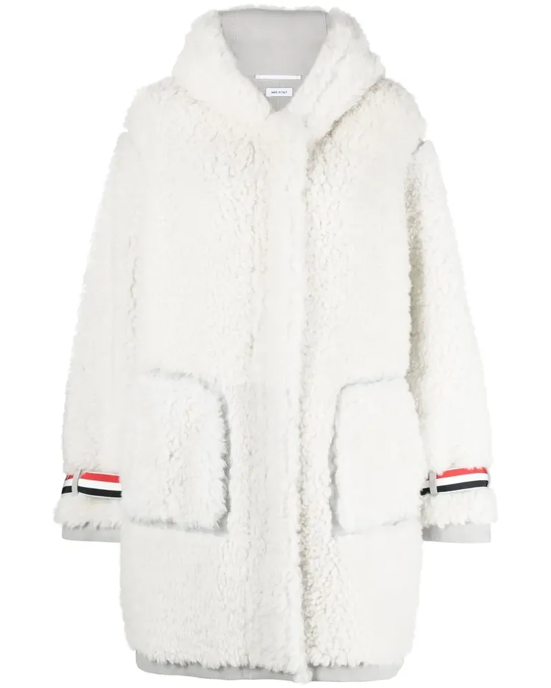Thom Browne Shearling-Mantel mit Kapuze - Weiß Weiß