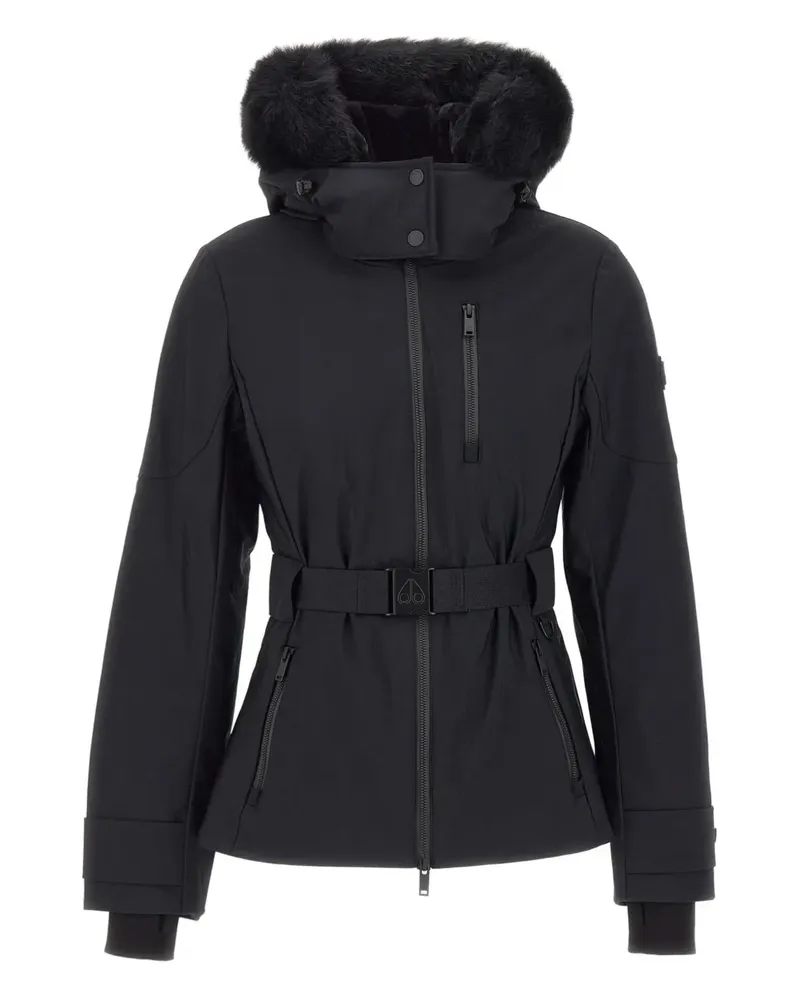Moose Knuckles faux fur hooded belted jacket - Schwarz Schwarz