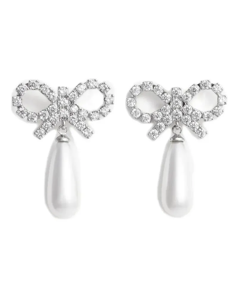 Self-Portrait bow pearl-embellishment earrings - Silber Silber