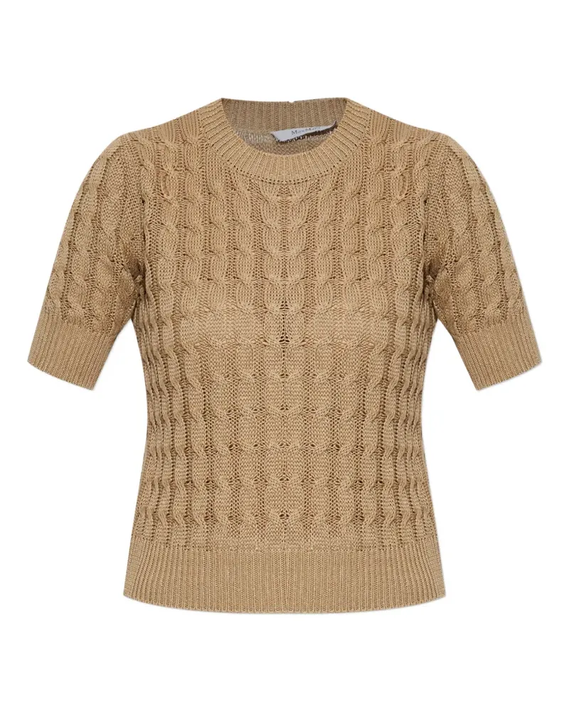 Max Mara short-sleeve cable-knit top - Nude Nude
