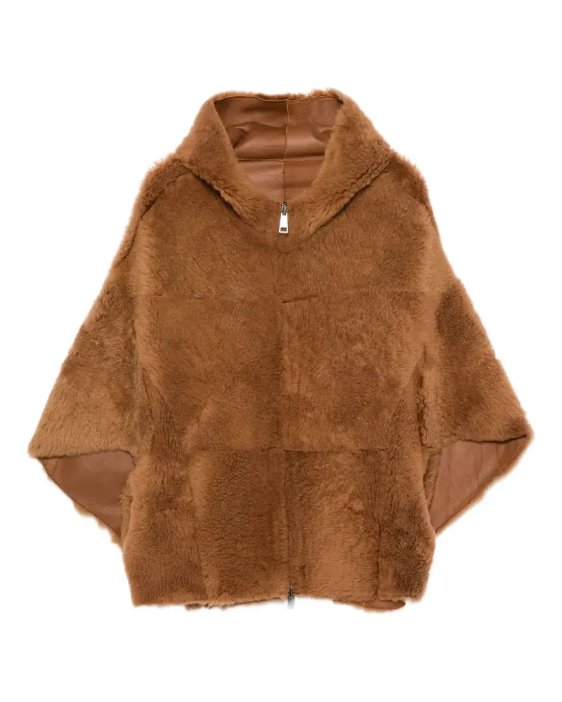 Giorgio Brato shearling-finish hooded cape - Braun Braun