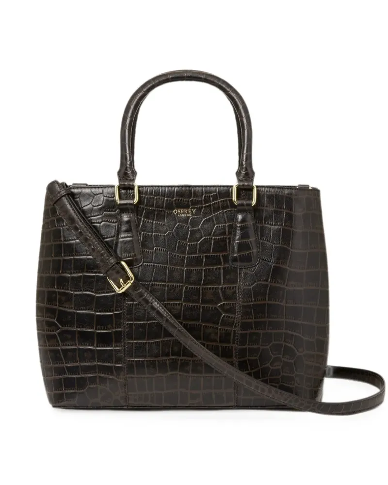Osprey Adaline croc-effect leather tote bag - Braun Braun