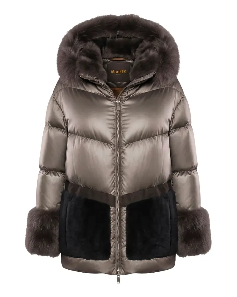 MOORER Kapuzenjacke mit Faux Fur - Grau Grau