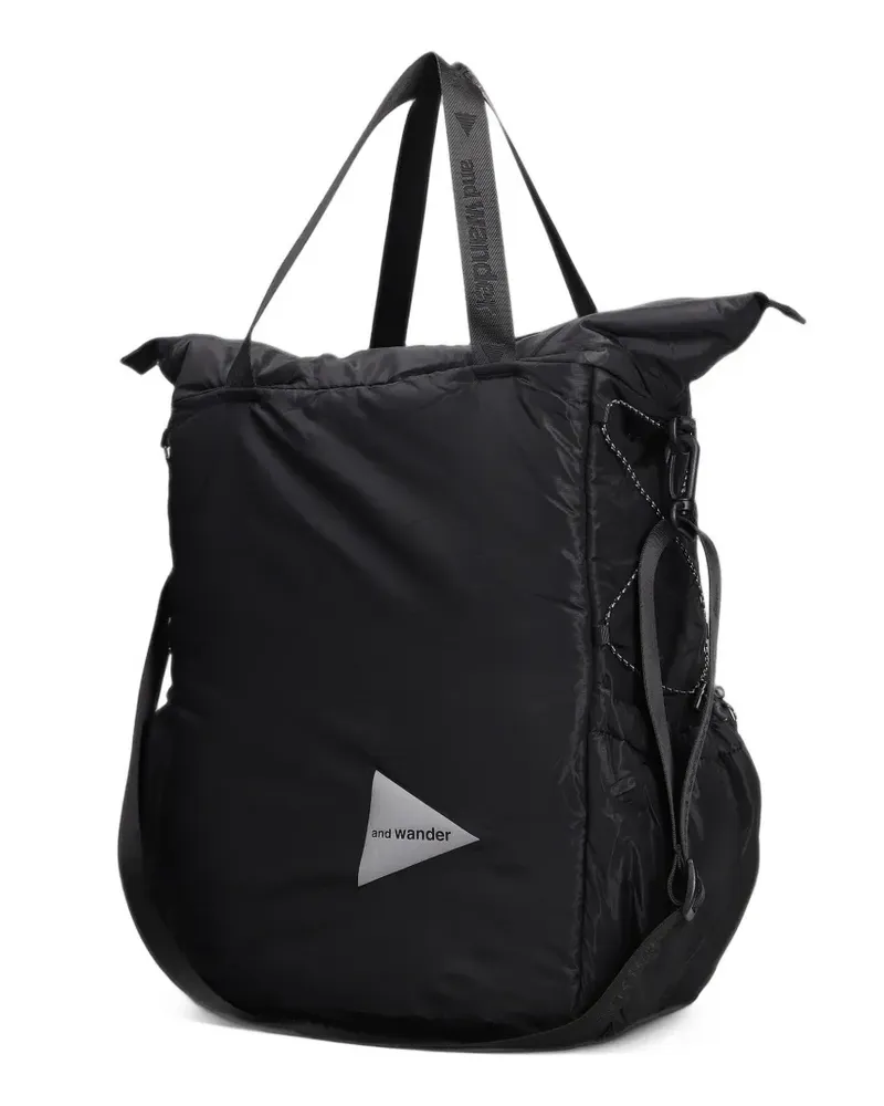 and wander logo-print tote bag - Schwarz Schwarz