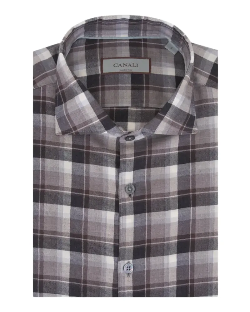 Canali Hemd mit Karomuster - Grau Grau