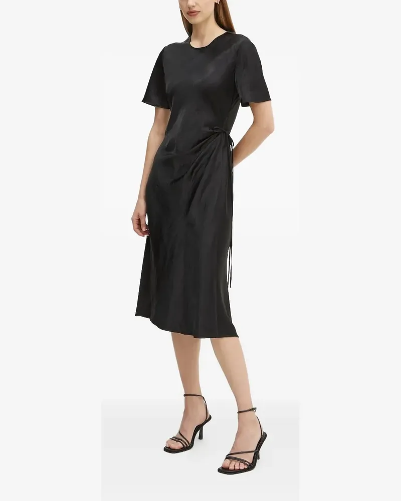 Marc O'Polo Kurzärmeliges Midikleid mit Schnürung - Schwarz Schwarz