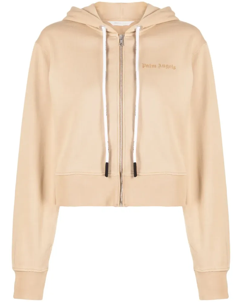 Palm Angels Cropped-Hoodie mit Logo - Nude Nude