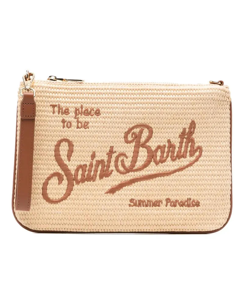 MC2 Saint Barth Parisienne embroidered woven clutch bag - Nude Nude
