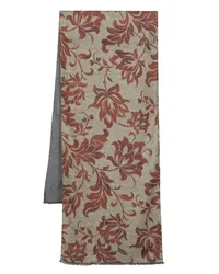 Kiton Seidenschal mit Jacquard-Blumenmuster Braun