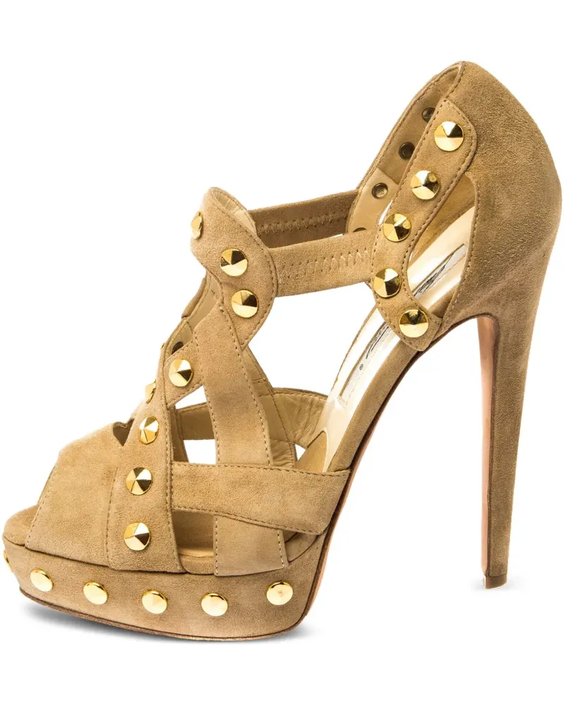 Brian Atwood Sandalen mit Nieten 140mm - Nude Nude
