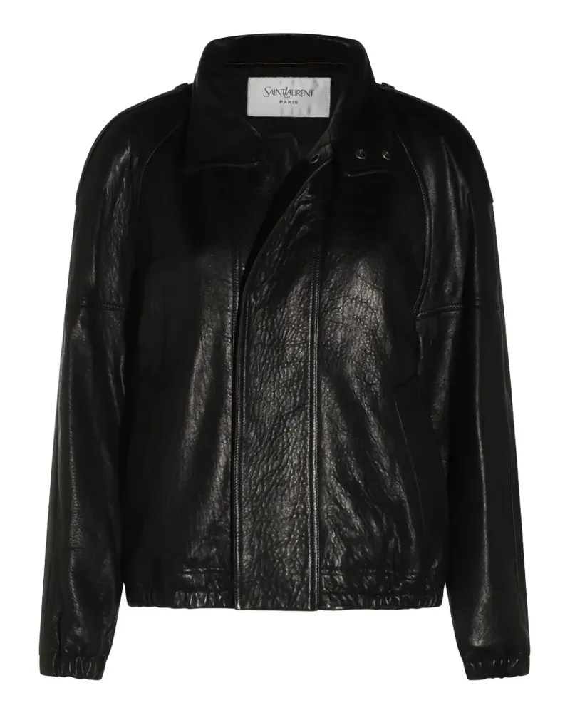 Saint Laurent crinkled-leather jacket - Schwarz Schwarz