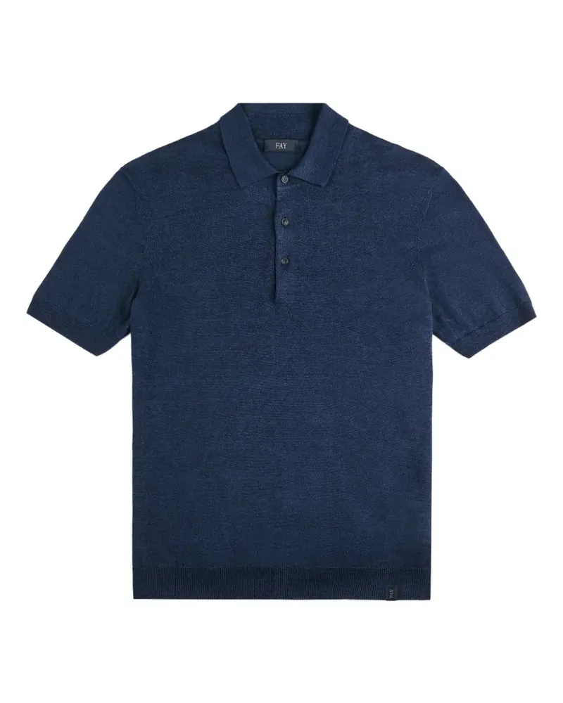 Fay ribbed-trim short-sleeve polo shirt - Blau Blau