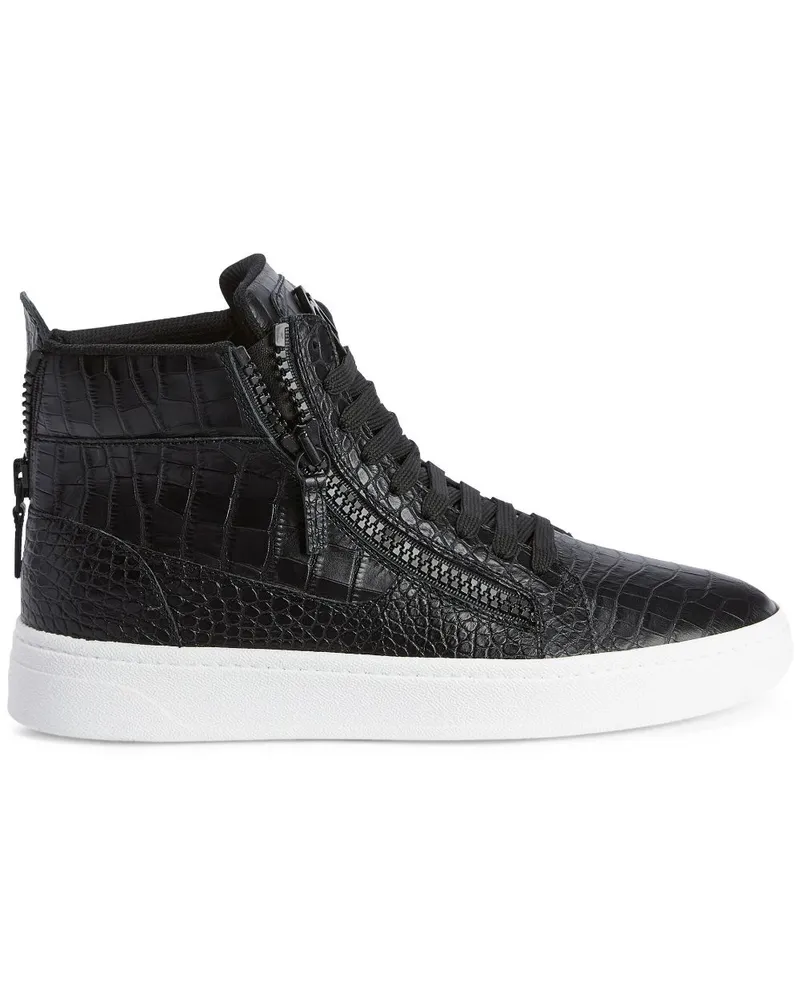 Giuseppe Zanotti High-Top-Sneakers mit Kroko-Effekt Schwarz