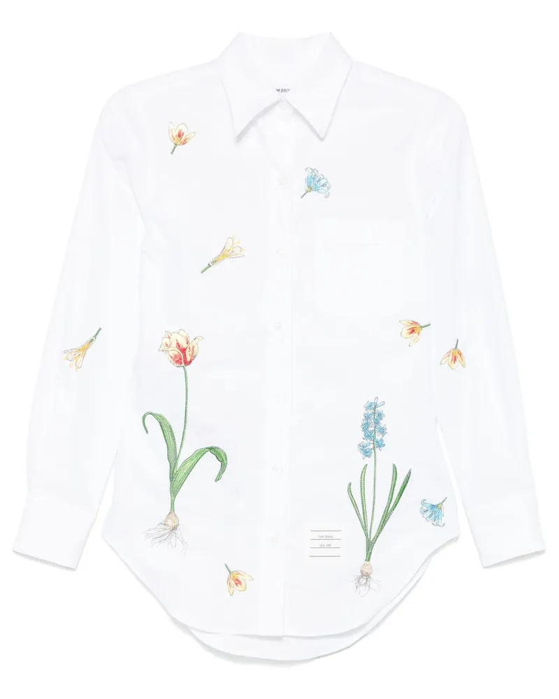 Thom Browne Hemd mit Blumenstickerei - Weiß Weiß