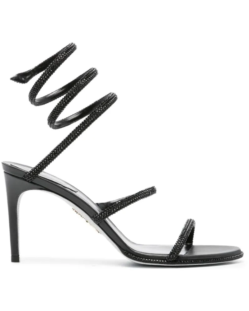 René Caovilla Cleo Sandalen mit Knöchelriemen 90mm - Schwarz Schwarz