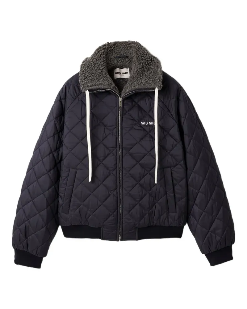 Miu Miu technical-pongé down jacket - Blau Blau