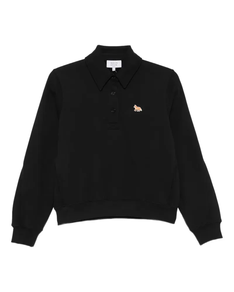 Kitsuné fox-patch polo-collar sweater - Schwarz Schwarz