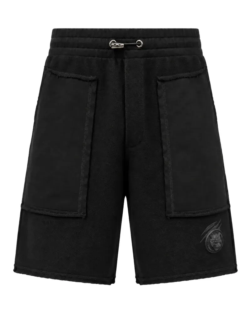 Philipp Plein raw-edge patch-pocket shorts - Schwarz Schwarz