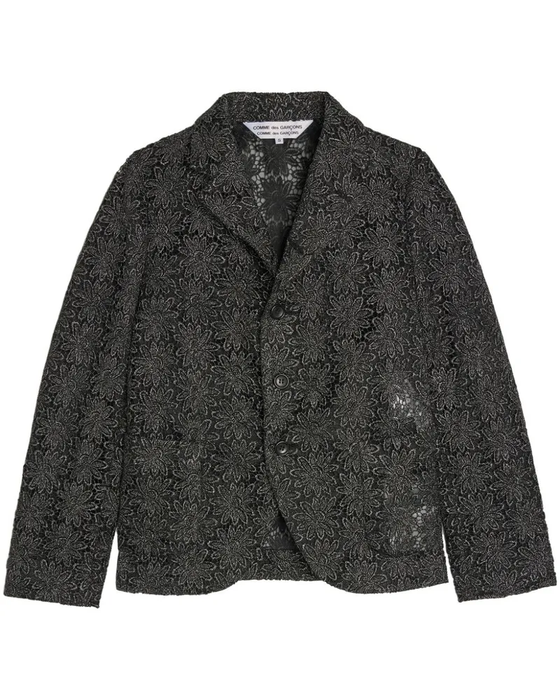 Comme des Garçons Einreihiger Spitzenblazer - Schwarz Schwarz