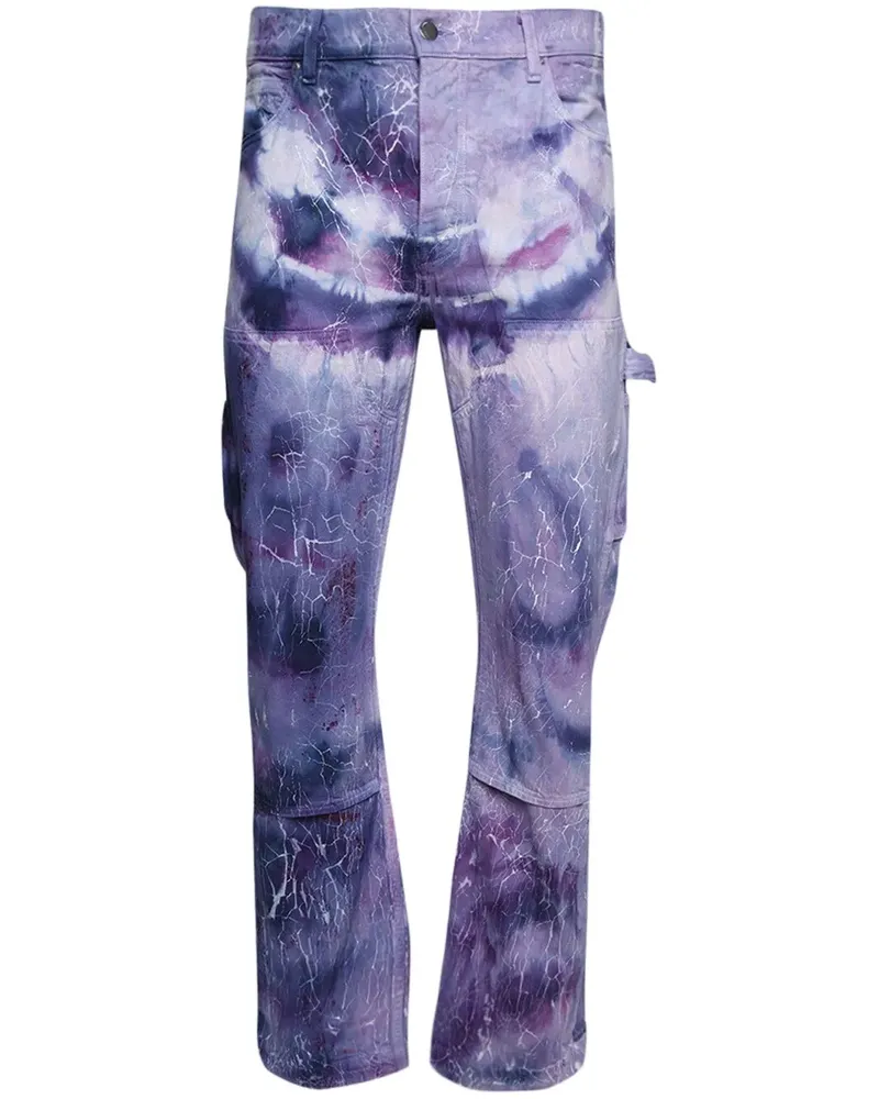 Amiri Jeans in Batikoptik mit Risseffekt - Violett Violett