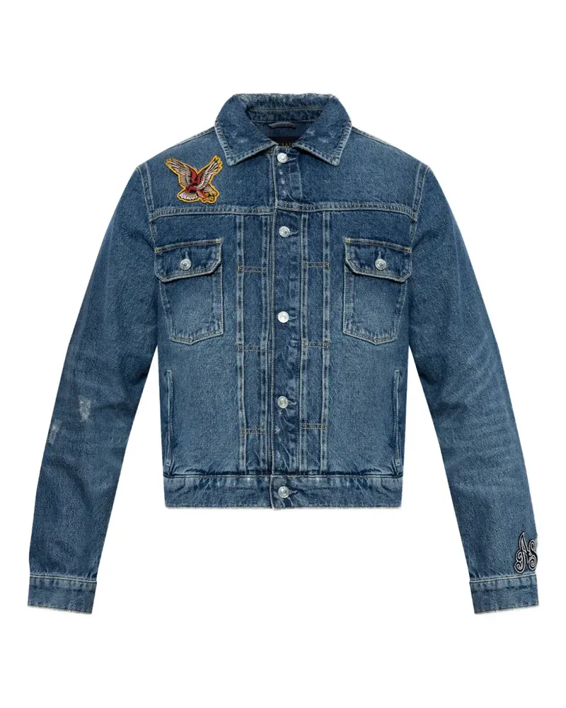 AllSaints Schmale Exile Jeansjacke mit Patch - Blau Blau